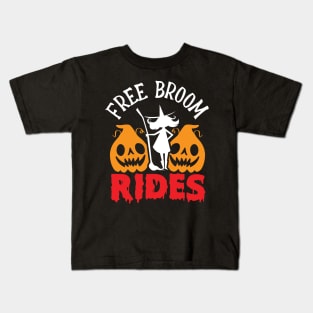 Funny Halloween Free Broom Rides Kids T-Shirt